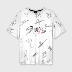 Женская футболка oversize 3D Stray kids автографы