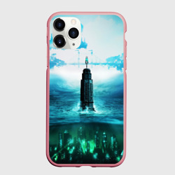 Чехол для iPhone 11 Pro Max матовый Bioshock башня и подводный город