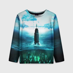 Детский лонгслив 3D Bioshock башня и подводный город