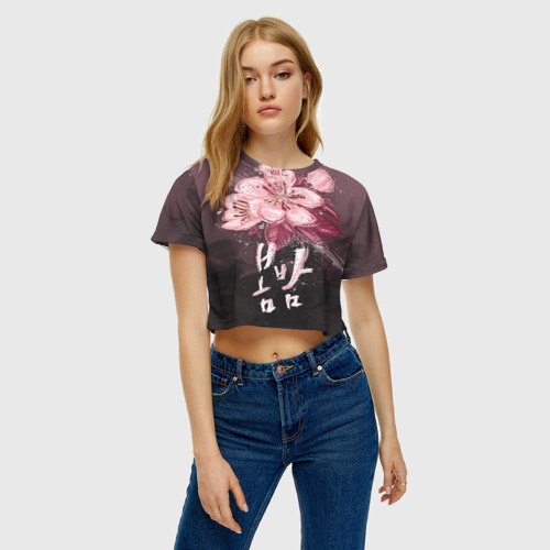 Женская футболка Crop-top 3D Spring Night, цвет 3D печать - фото 4