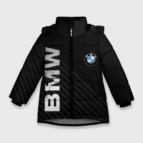 Зимняя куртка для девочек 3D с принтом BMW, вид спереди #2