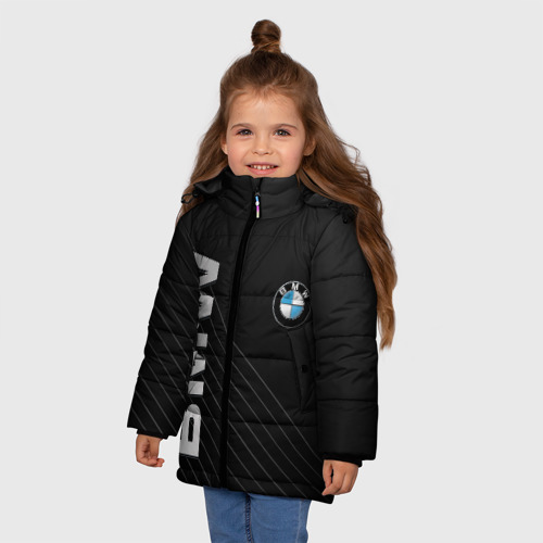 Зимняя куртка для девочек 3D с принтом BMW, фото на моделе #1