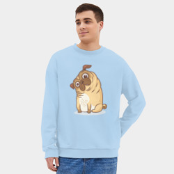 Мужской свитшот oversize без начеса хлопок Удивленный мопс - фото 2