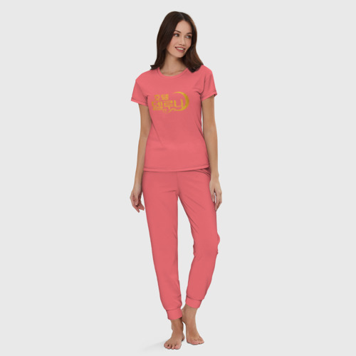 Женская пижама хлопок Отель Дель Луна логотип, цвет коралловый - фото 5