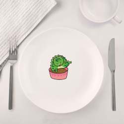 Набор: тарелка + кружка Кот   кактус - фото 2