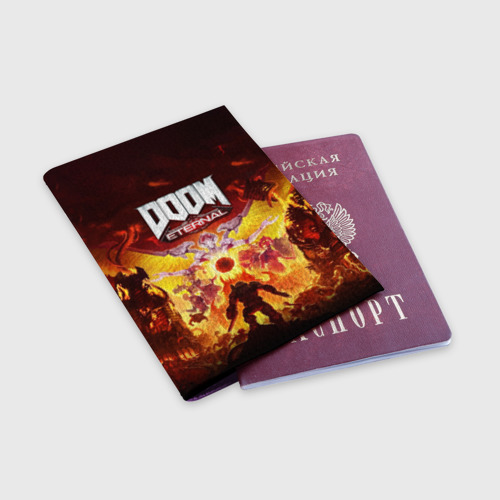 Обложка для паспорта матовая кожа Doom Eternal, цвет фиолетовый - фото 3