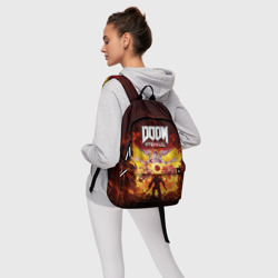 Рюкзак с принтом Doom Eternal для любого человека, вид спереди №4. Цвет основы: белый