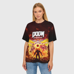 Женская футболка oversize 3D Doom Eternal - фото 2