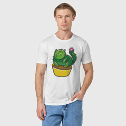 Мужская футболка хлопок Кот  кактус - фото 2
