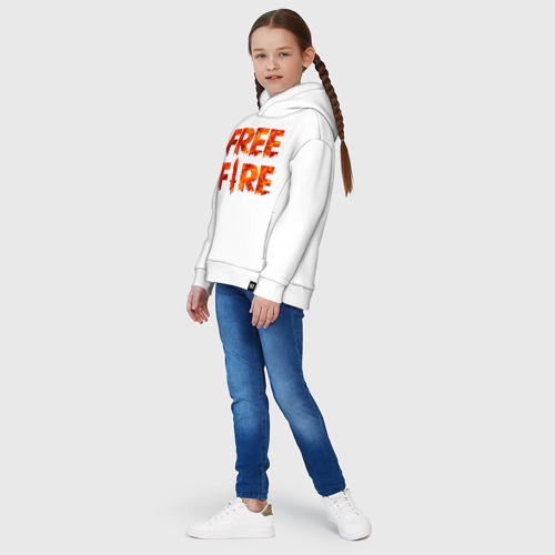 Детское худи Oversize хлопок Free Fire, цвет белый - фото 5