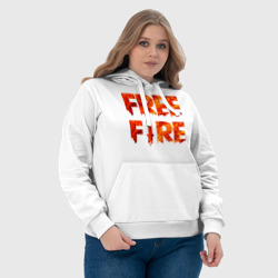 Толстовка с принтом Free Fire для женщины, вид на модели спереди №4. Цвет основы: белый