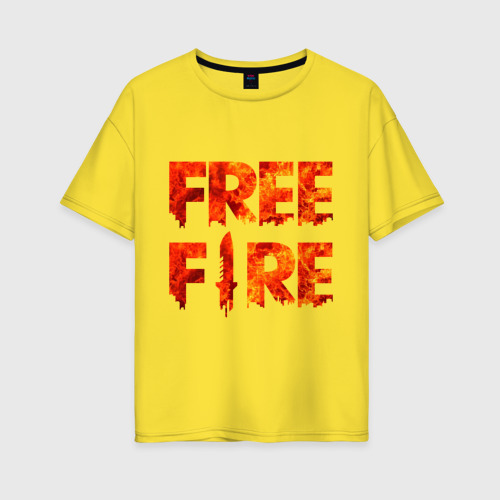 Женская футболка хлопок Oversize Free Fire, цвет желтый