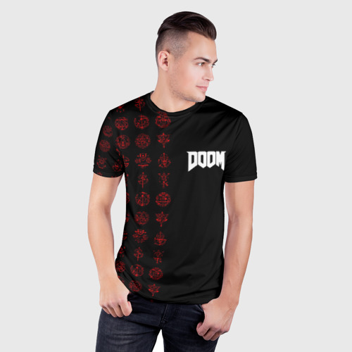 Мужская футболка 3D Slim Doom - Руны, цвет 3D печать - фото 3