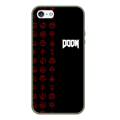 Чехол для iPhone 5/5S матовый Doom - Руны, цвет темно-зеленый