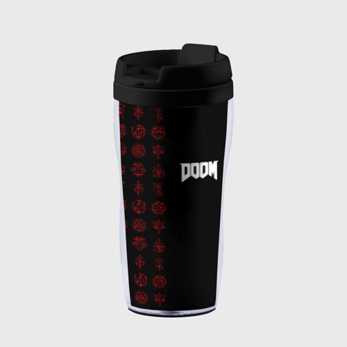 Термокружка-непроливайка Doom - Руны, цвет черный