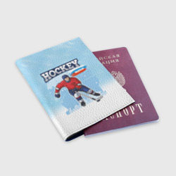 Обложка для паспорта матовая кожа Хоккей  Russia - фото 2