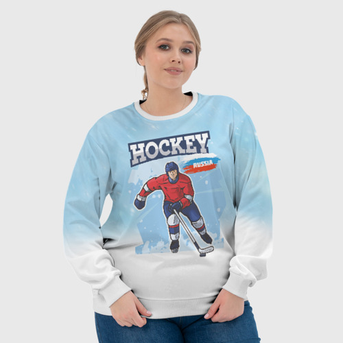 Женский свитшот 3D Хоккей  Russia, цвет 3D печать - фото 6