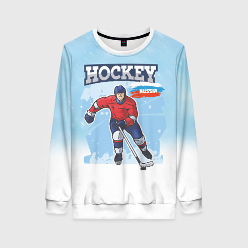 Женский свитшот 3D Хоккей  Russia, цвет 3D печать