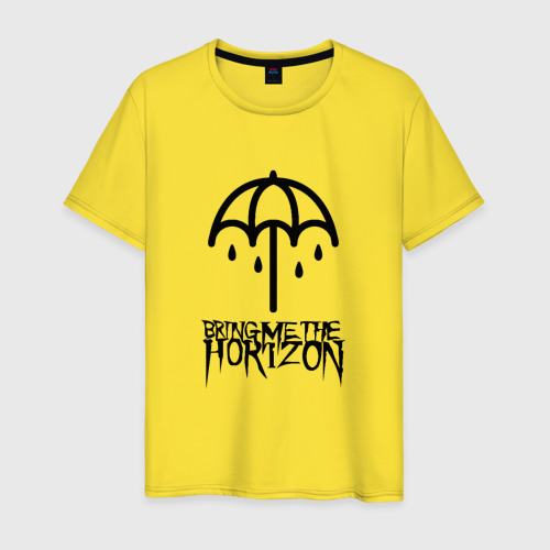 Мужская футболка хлопок Bring me the horizon, цвет желтый