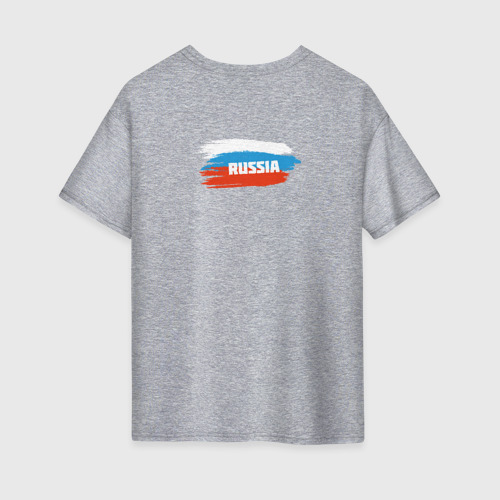 Женская футболка хлопок Oversize Хоккей Russia, цвет меланж - фото 2
