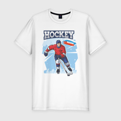 Мужская футболка хлопок Slim Хоккей Russia