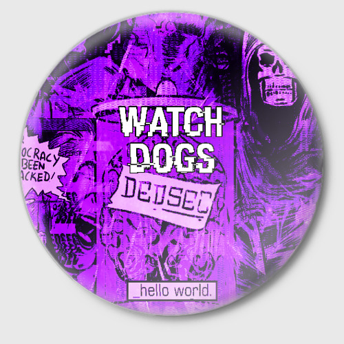 Значок с принтом Watch dogs, вид спереди №1