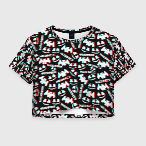 Женская футболка Crop-top 3D MARSHMELLO GLITCH Фото 01 Женская футболка Crop-top 3D MARSHMELLO GLITCH Фото 01