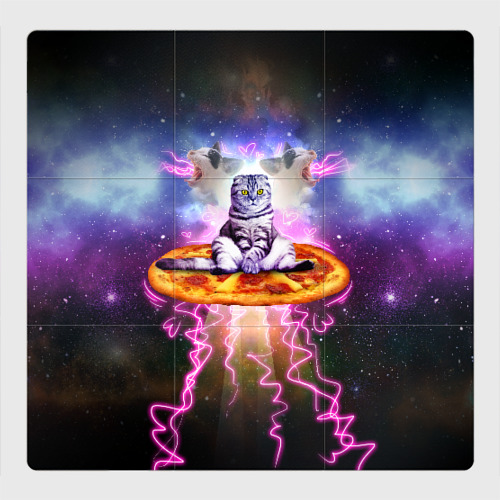 Магнитный плакат 3Х3 Кот на пицце