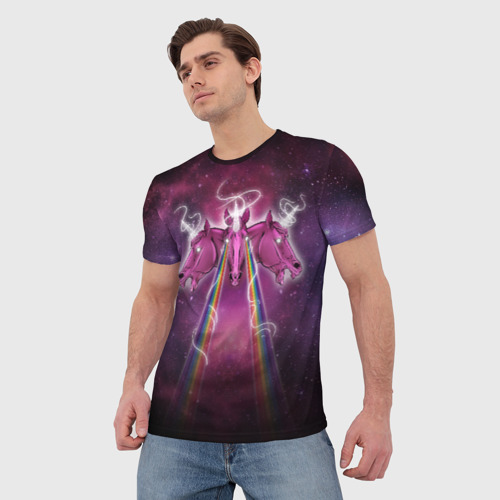 Мужская футболка 3D Единороги в космосе - фото 3