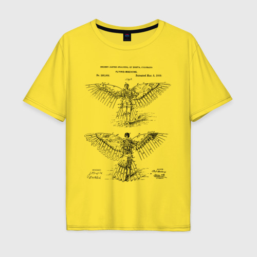 Мужская футболка хлопок Oversize Patent - Летательная машина, цвет желтый