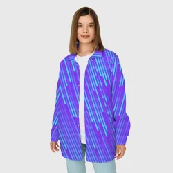 Женская рубашка oversize 3D Неоновые Линии - фото 2