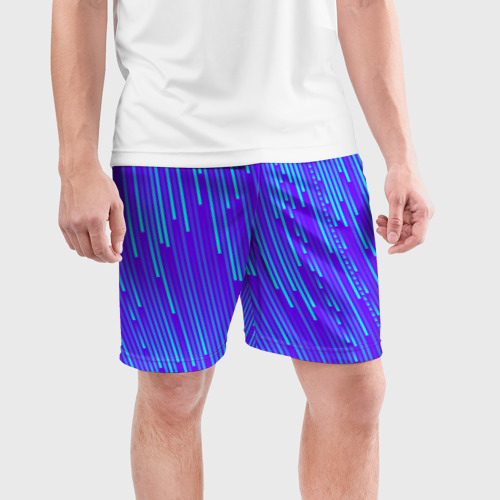 Мужские шорты спортивные Неоновые Линии, цвет 3D печать - фото 3