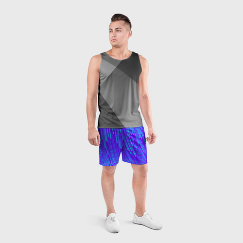 Мужские шорты спортивные Неоновые Линии, цвет 3D печать - фото 4