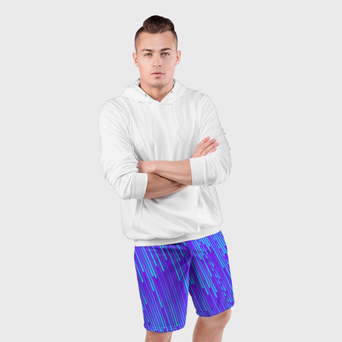 Мужские шорты спортивные Неоновые Линии, цвет 3D печать - фото 5