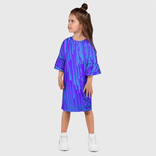 Детское платье 3D Неоновые Линии, цвет 3D печать - фото 3