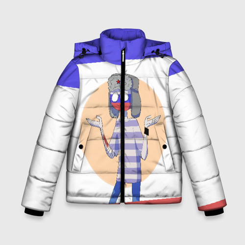 Зимняя куртка для мальчиков 3D с принтом CountryHumans - Россия, вид спереди #2