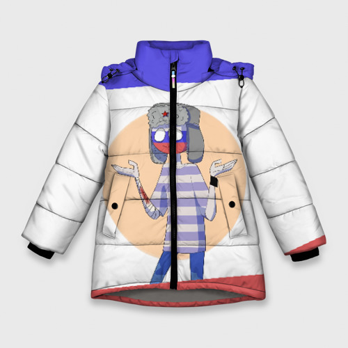 Зимняя куртка для девочек 3D с принтом CountryHumans - Россия, вид спереди #2