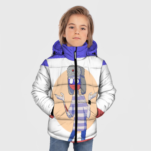 Зимняя куртка для мальчиков 3D с принтом CountryHumans - Россия, фото на моделе #1