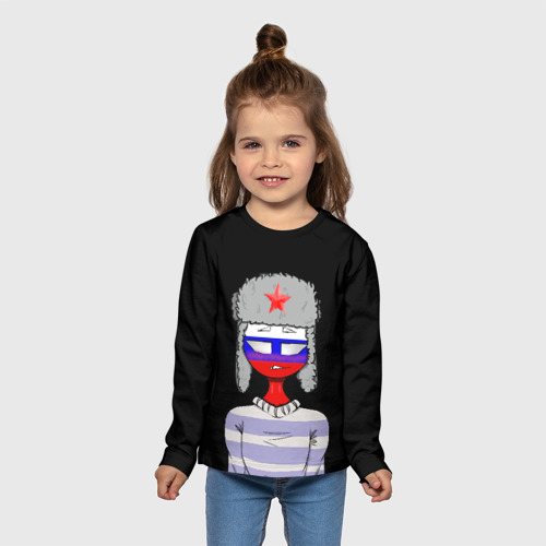 Детский лонгслив 3D с принтом CountryHumans - Россия, вид сбоку #3