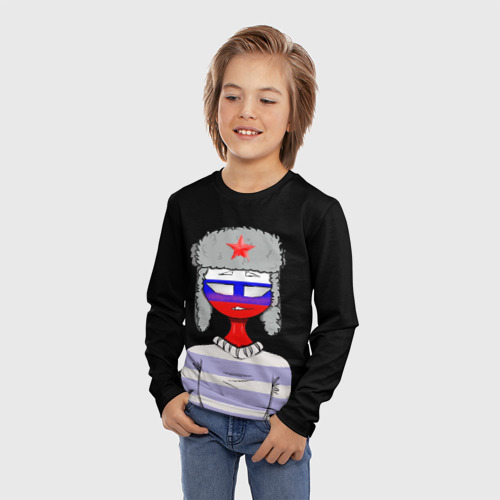 Детский лонгслив 3D с принтом CountryHumans - Россия, фото на моделе #1