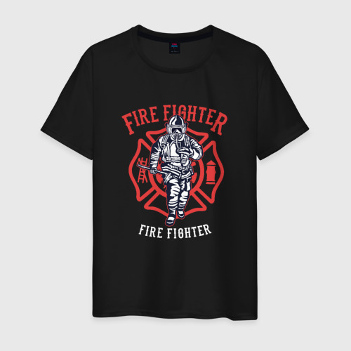 Мужская футболка хлопок Fire fighter, цвет черный