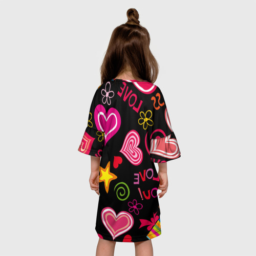 Детское платье 3D с принтом Любовь на века, вид сзади #2