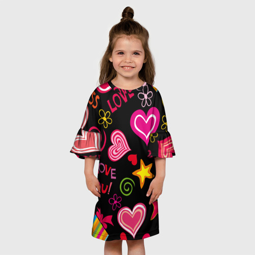 Детское платье 3D с принтом Любовь на века, вид сбоку #3
