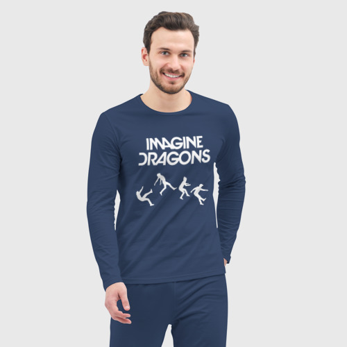 Мужская пижама с лонгсливом хлопок Imagine dragons, цвет темно-синий - фото 5