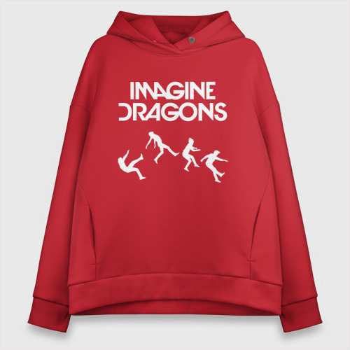 Женское худи Oversize хлопок Imagine dragons, цвет красный