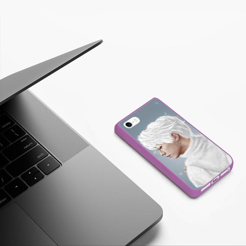 Чехол для iPhone 5/5S матовый Stray Kids, цвет фиолетовый - фото 5