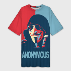 Платье-футболка 3D Anonymous поп арт мем