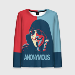 Женский лонгслив 3D Anonymous поп арт мем