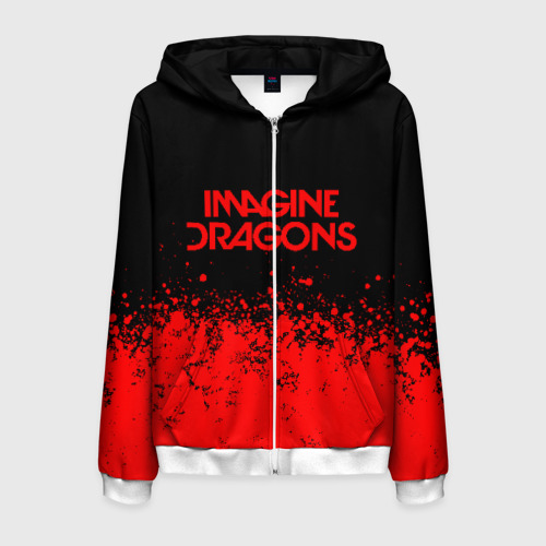 Мужская толстовка 3D на молнии Imagine dragons, цвет белый