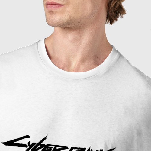 Мужская футболка хлопок CYBERPUNK 2077, цвет белый - фото 6